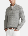 MARANO | Men's Half Zip Cable Sweater - Timeless Knit