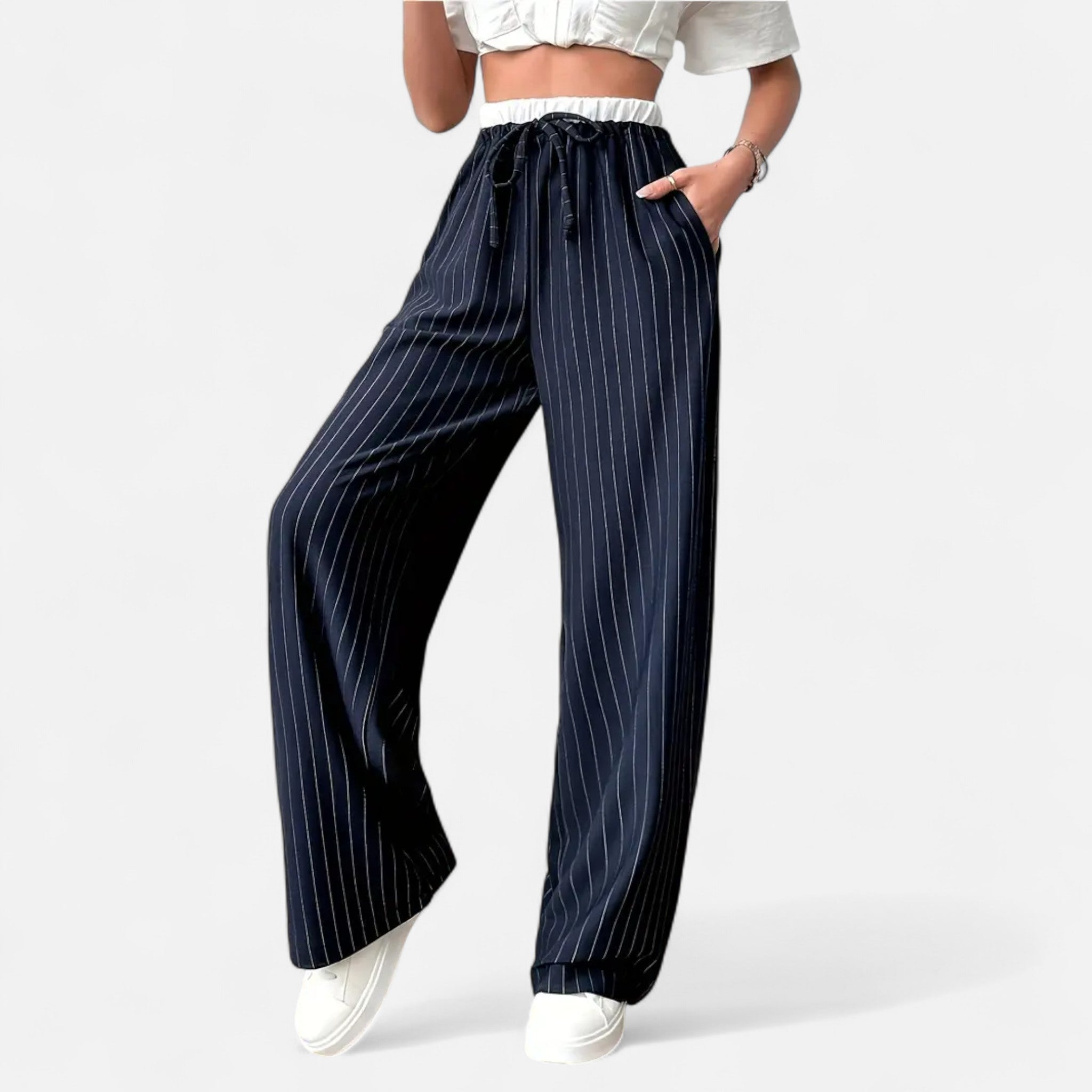 MARANO | Women’s Striped Trousers – Timeless Wide-Leg Sophistication