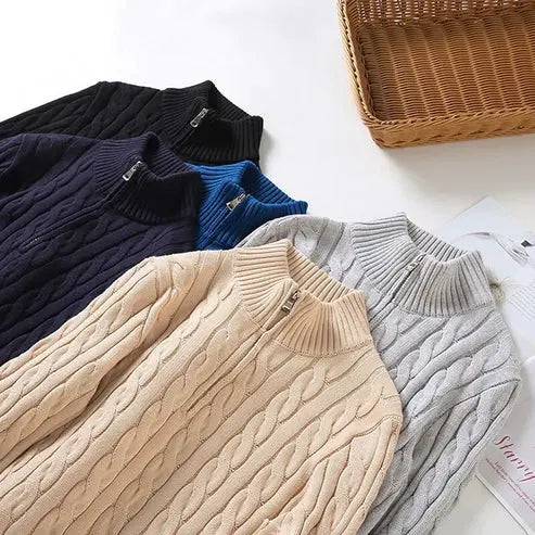 MARANO | Men&#39;s Half Zip Cable Sweater - Timeless Knit