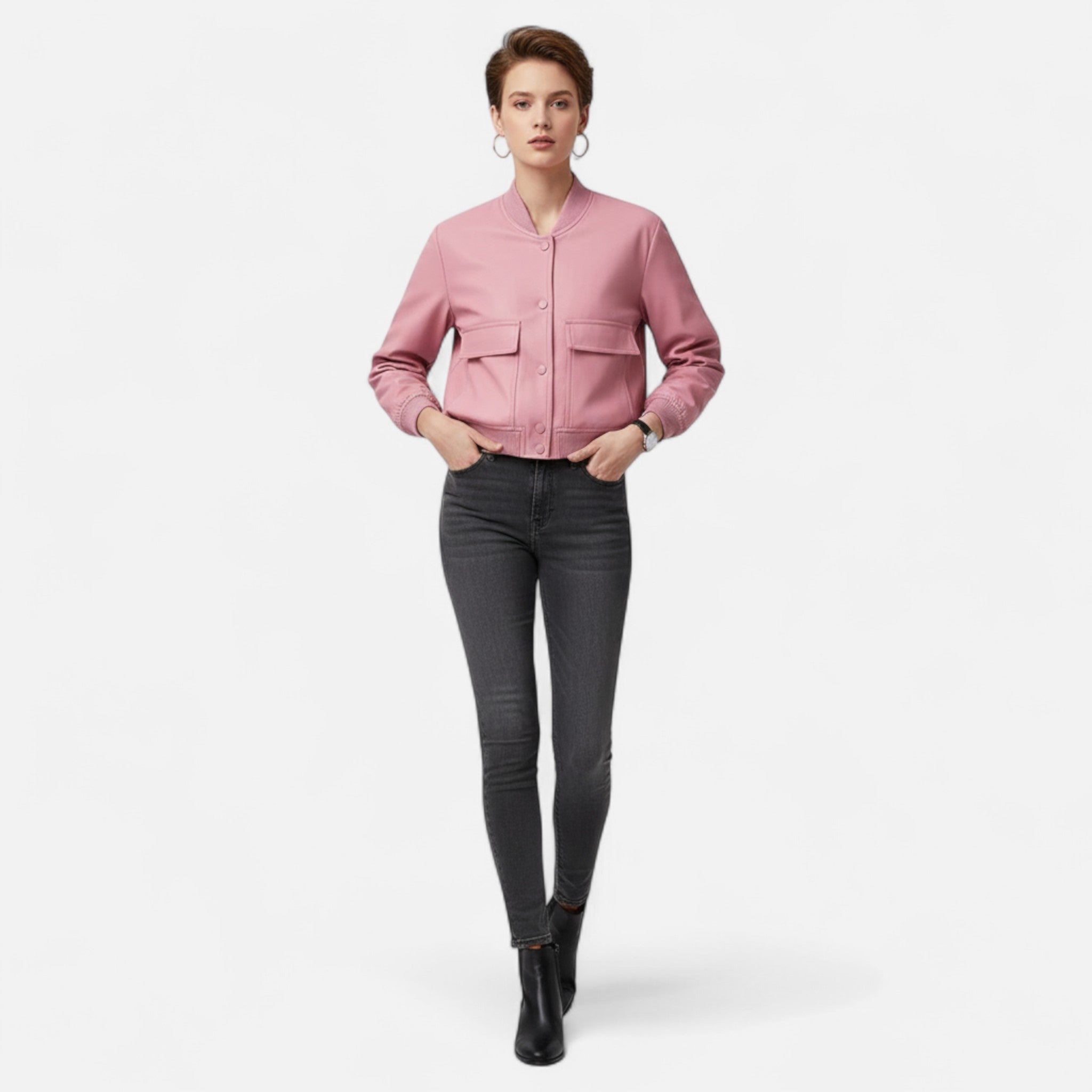 MARANO | Women’s Bomber Jacket – Timeless Minimalist Elegance