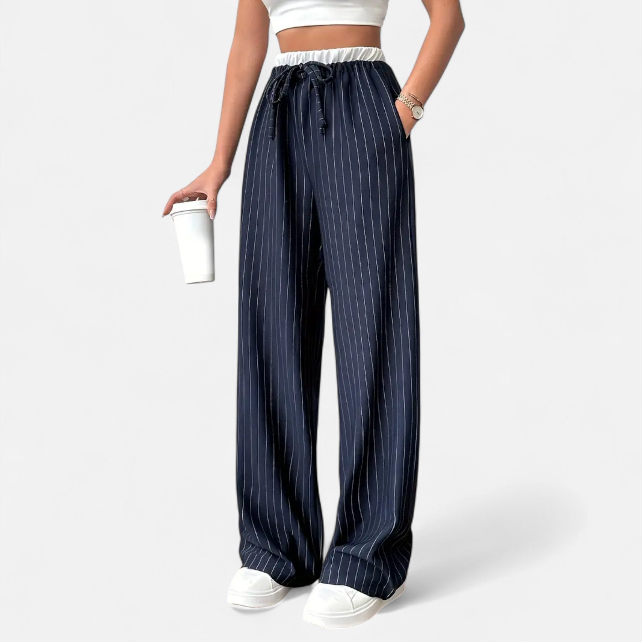 MARANO | Women’s Striped Trousers – Timeless Wide-Leg Sophistication